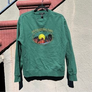 Zion National Park embroidered crew neck pull over sweater